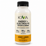 KIVA Energy + Electrolyte Sports Drink with Manuka Honey – Honey Lemon, 80mg Caffeine, 16.9 fl oz (12-Pack)