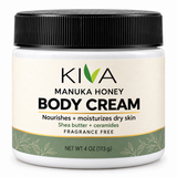 KIVA Manuka Honey Body Cream – Fragrance-Free Moisturizer with Shea Butter & Ceramides, 4 oz